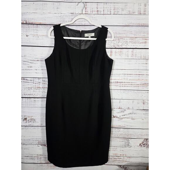 Kasper Petite Black Sheath Dress Women's Size 14P Sleeveless Lines Career Work - Picture 1 of 3